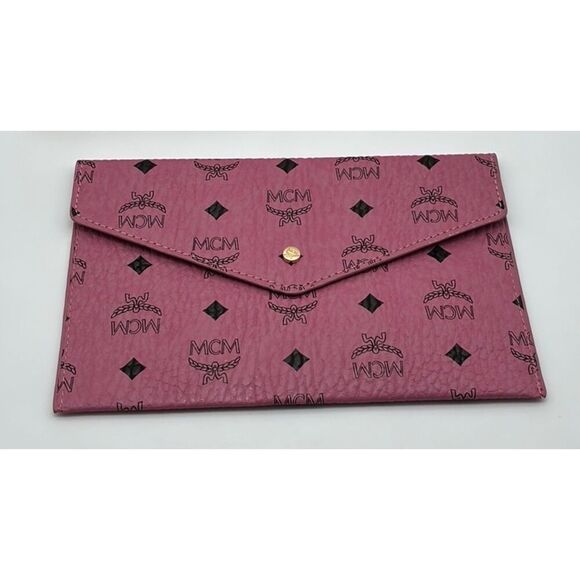 MCM Pink Clutch with Black Accents - Picture 2 of 8